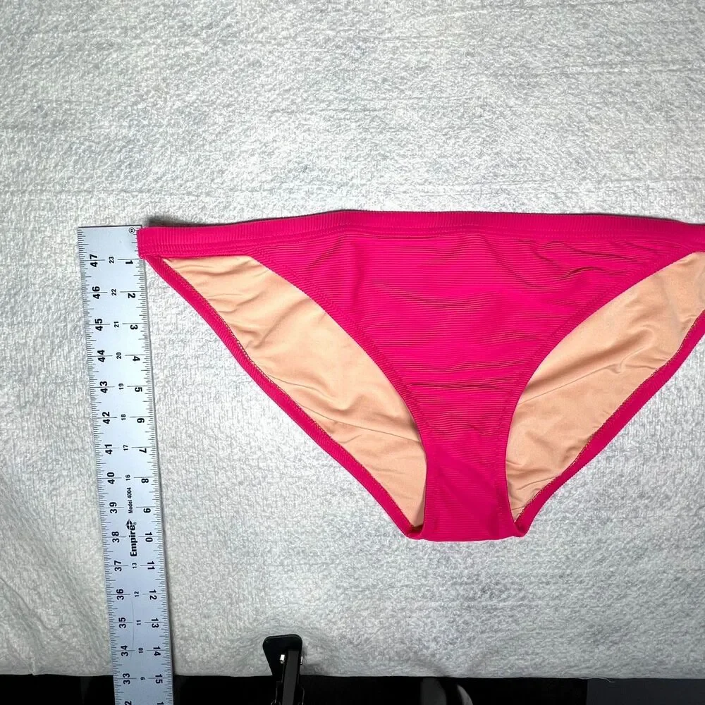 J.Crew Ribbed Bikini Bottoms Bright Pink Ladies Size 2X NEW BH485 WHI - Picture 7 of 8